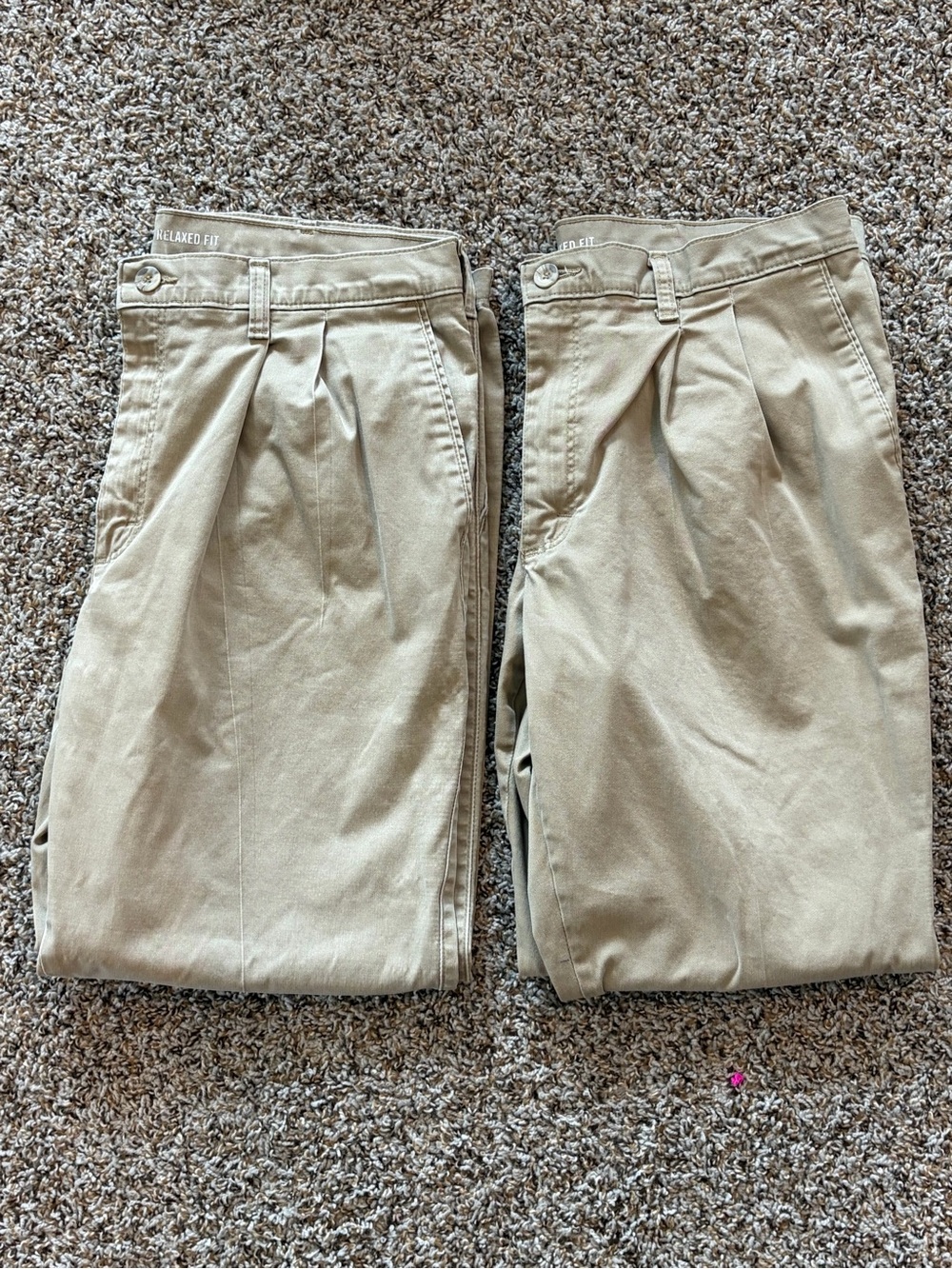 Lot of 2 Wrangler Men's Relaxed Fit Khakis Beige Pleated Pants 36X30